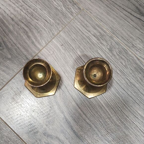 Vintage Solid Brass Small Candlestick Holders - Picture 2 of 5